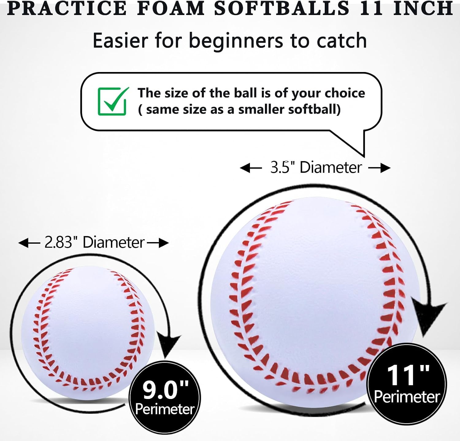 Foam Softballs,6 Pack 11 Inch Soft Softball for Beginner | Oversize Foam Baseballs with Mesh Bag for Indoor Outdoor Safely Training,Hitting Practice,Batting,Pitching,Unmarked