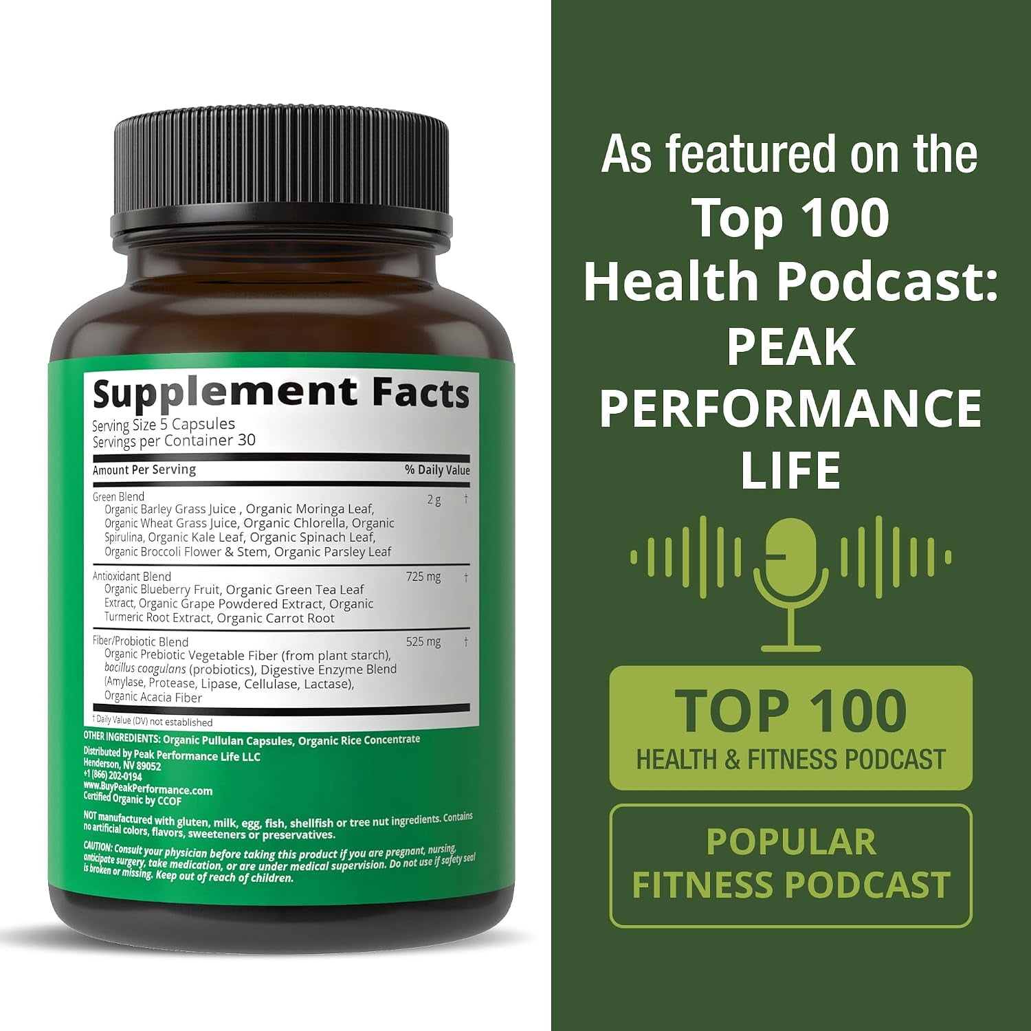 Organic Super Greens 150 Capsules. Green Juice Superfood Supplement | 25+ All Natural Organic Ingredients. Max Energy, Detox Super Food Pills with Spirulina, Spinach, Kale, Turmeric, Probiotics