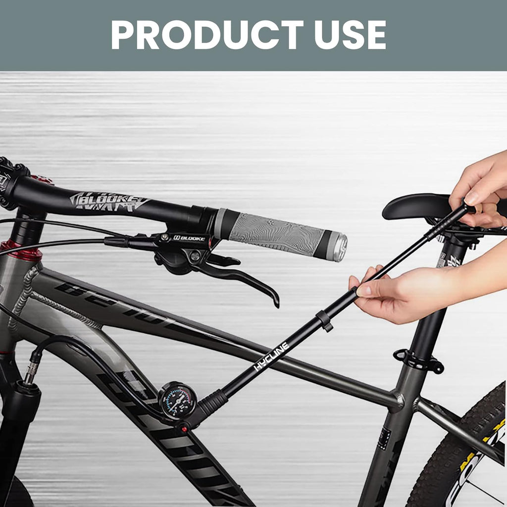 Shock Pump for Mountain Bike, High Pressure 300 Psi for Front Fork and Rear Bicycle Suspension Air Pump with Gauge Fits Schrader & Presta Tire Valve