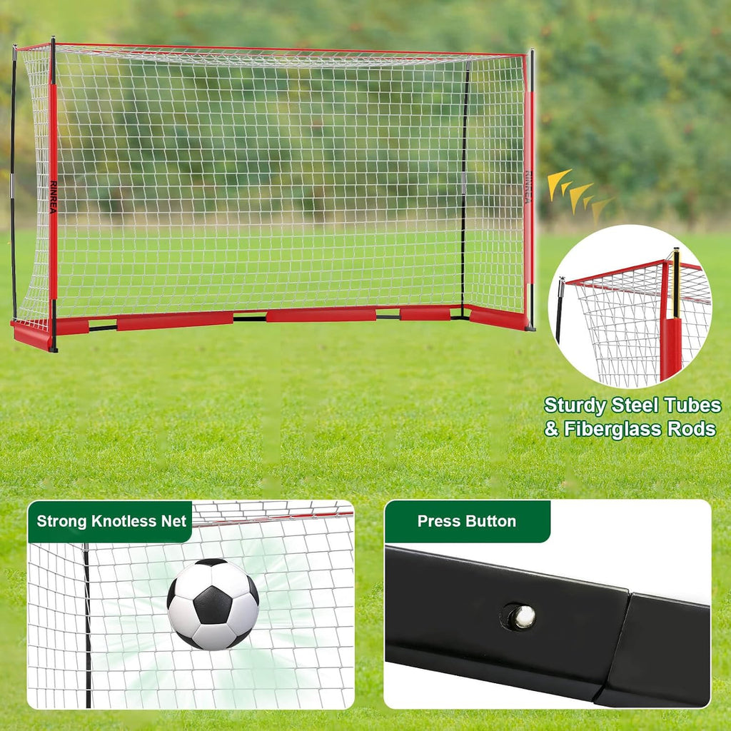 Portable Soccer Goal, Soccer Nets for Backyard with Agility Ladder | 12X6Ft/14X7Ft, Quick Setup & Disassemble, Stability & Durability, Team & Goalie Training, Carry Bag, Ground Nails