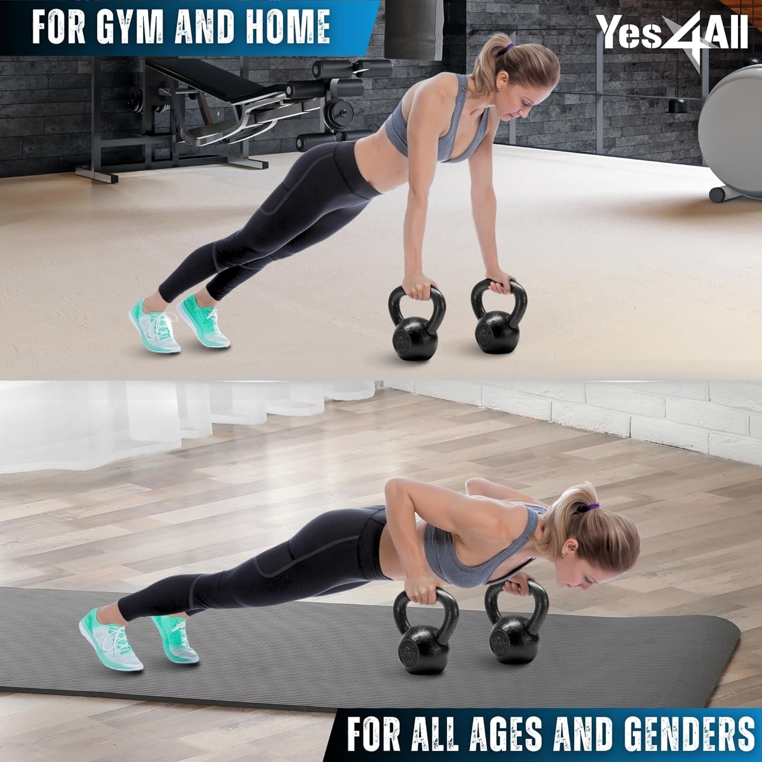 Kettlebell Sets, 5 - 10 - 15 - 20 - 25 - 30 LB Cast Iron Strength Training Kettlebells, Wide Handles & Flat Bottom, Multi-Level from Beginners to Pros for Strength Training & Home Gym