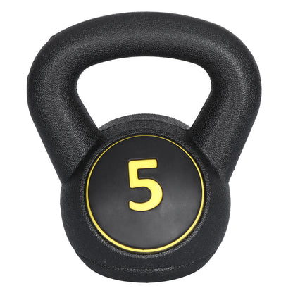 3-Piece Kettlebell Set with Storage Rack Exercise Fitness Weights Indoor Gym