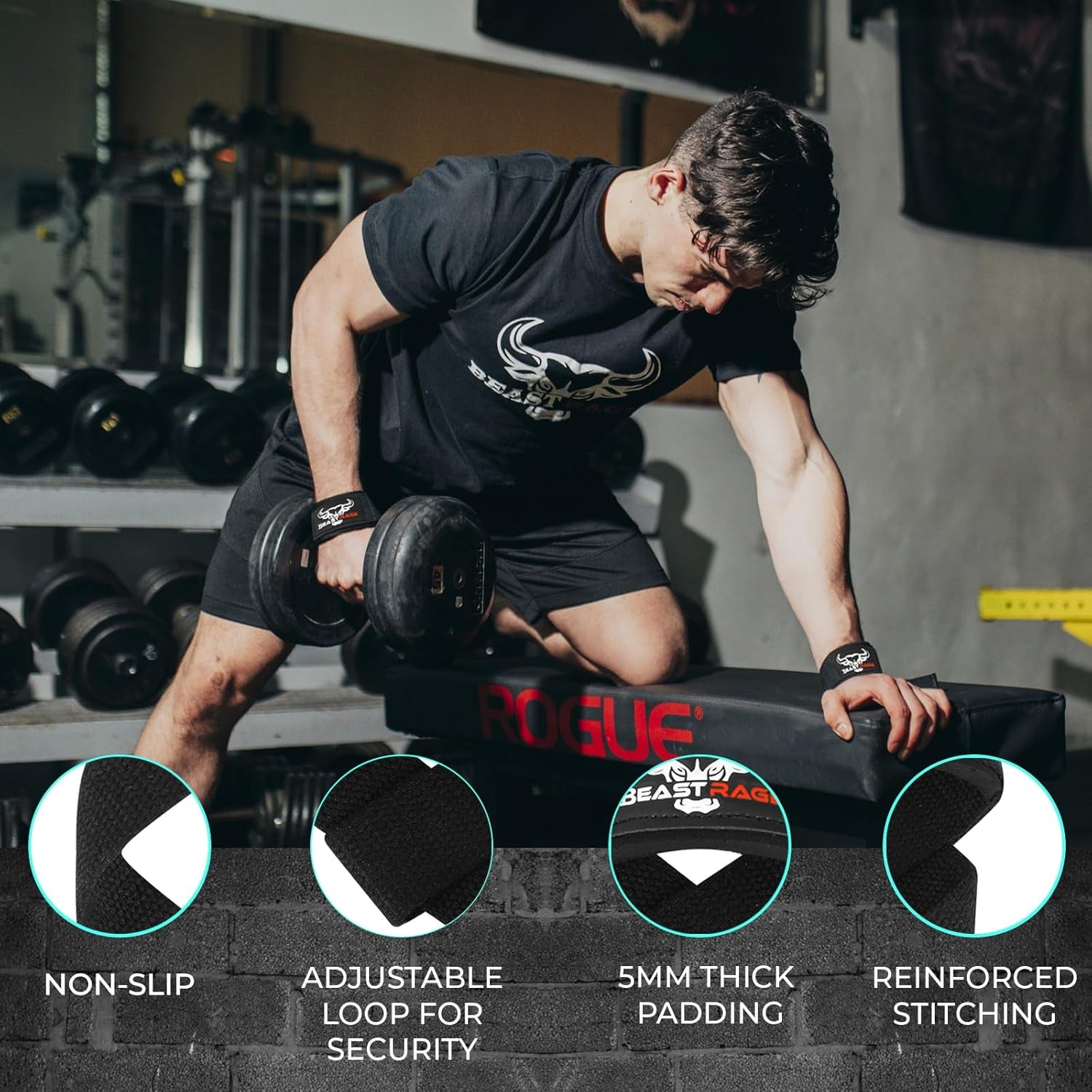 Lifting Wrist Straps for Weightlifting, Straps Gym Grip Power Workouts Lifting Straps Padded Neoprene & Premium Cotton Men Women, Deadlift Bodybuilding Exercise Lifting Straps