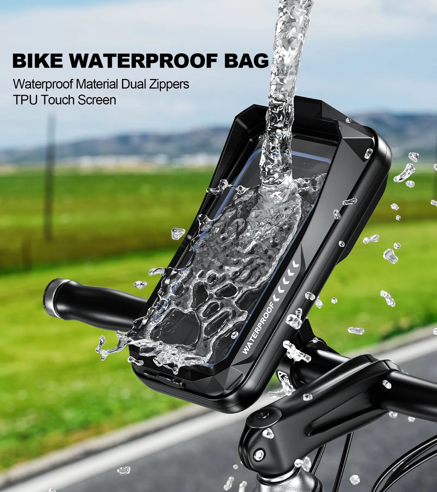 Bike Phone Handlebar Bag Holder Bike &amp; Sun-Visor Cover Handlebar Mount Base Touch-Screen Mobile Phone Waterproof Bike Bag