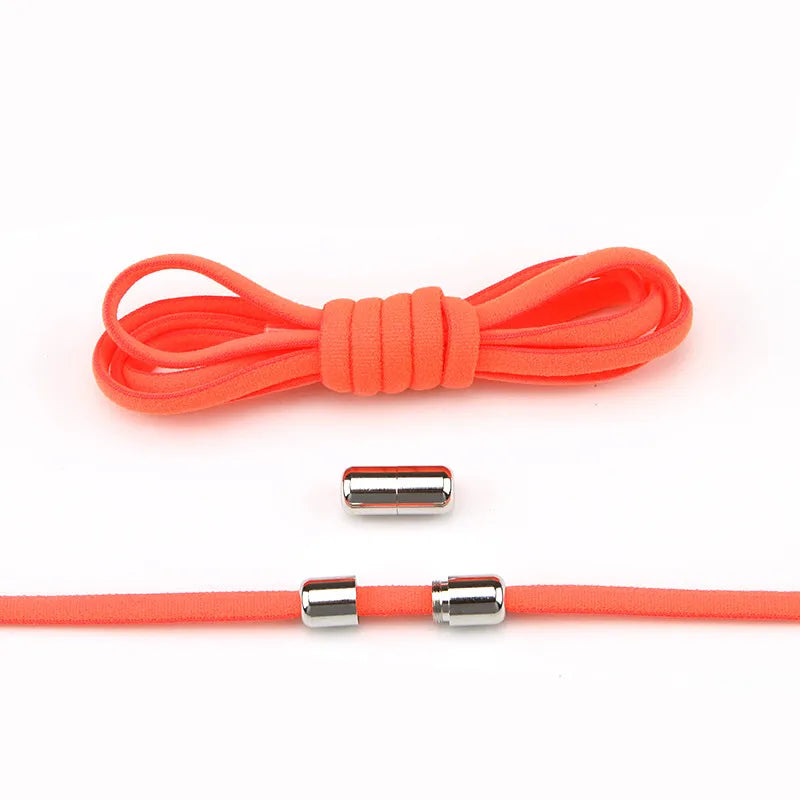 New Version Elastic No Tie Shoelaces Metal Lock Shoe Laces for Kids Adult Sneakers Quick Shoelaces Semicircle Shoestrings