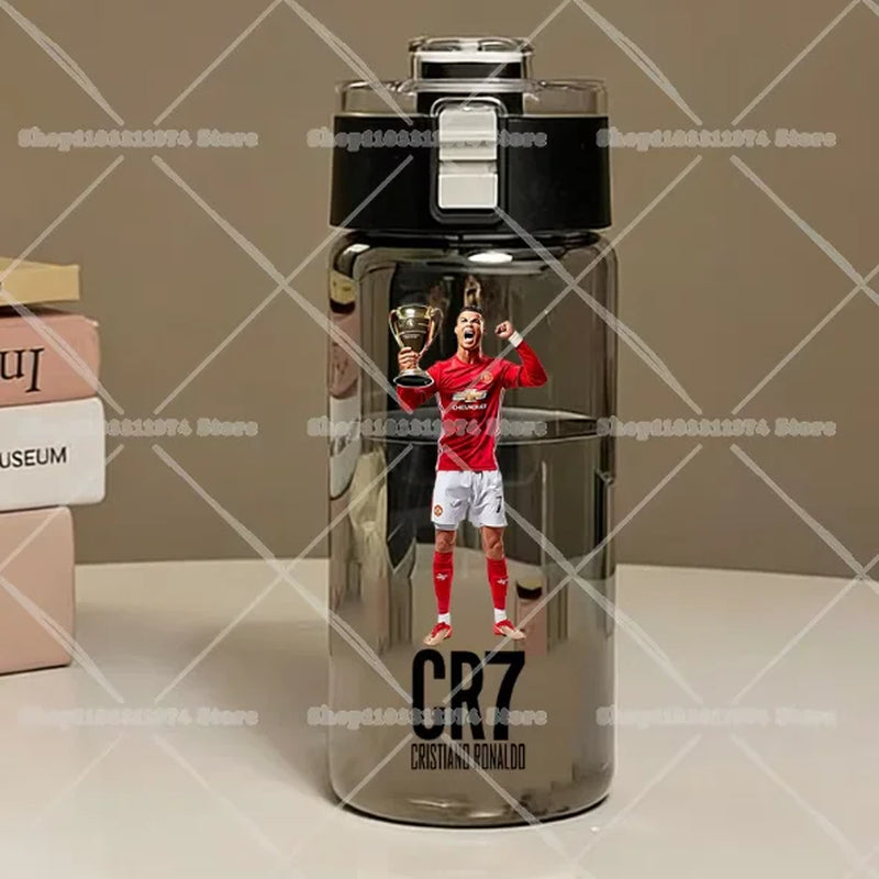 600ML CR7 Sports Water Bottles Cartoon Football Star Ronaldos Large Water Cups New Outdoor Transparent Drinking Bottle Kids Gift