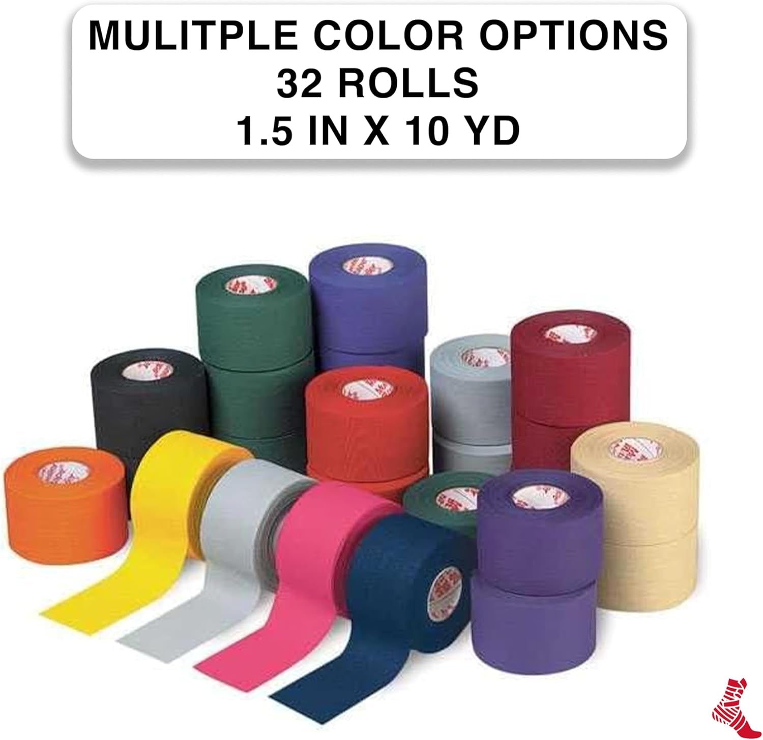 Sports Medicine Mtape Rolls Team Pack, Quality Athletic Tape, Easy to Tear for Fast & Effective Taping, 1.5" X 10 Yards per Roll, 32 Rolls