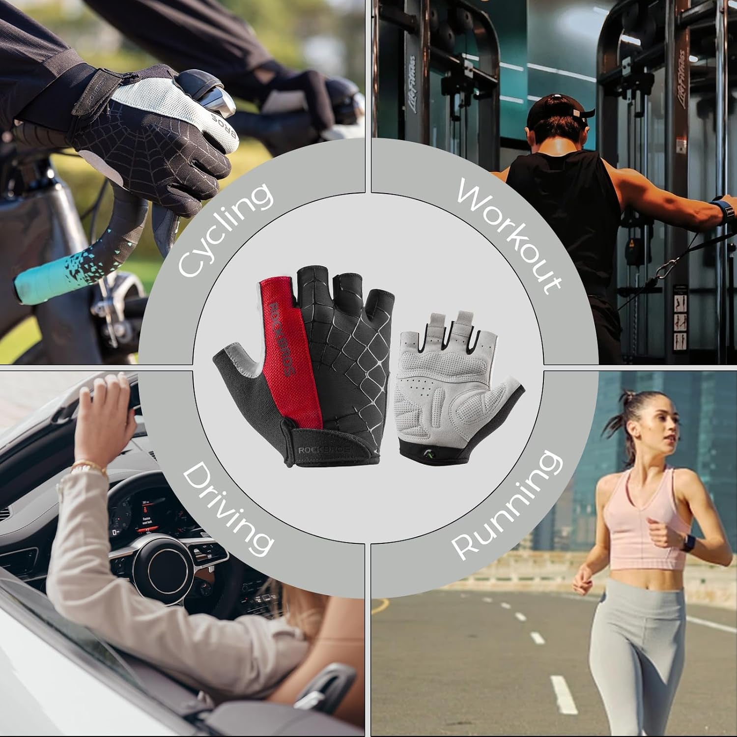 Bike Gloves MTB Road Cycling Gloves SBR Anti-Slip Breathable | Foam & Lycra Mesh, Silicone Grip & Shock-Absorb for Men Women, Reduces Fatigue, for Commuting, Driving, Exercising, Running