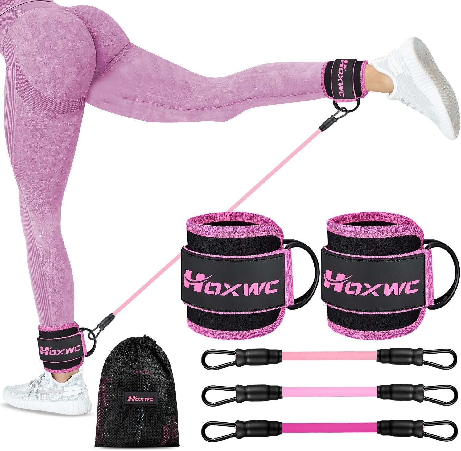 Ankle Resistance Bands with Cuffs, Ankle Bands for Working Out, Ankle Resistance