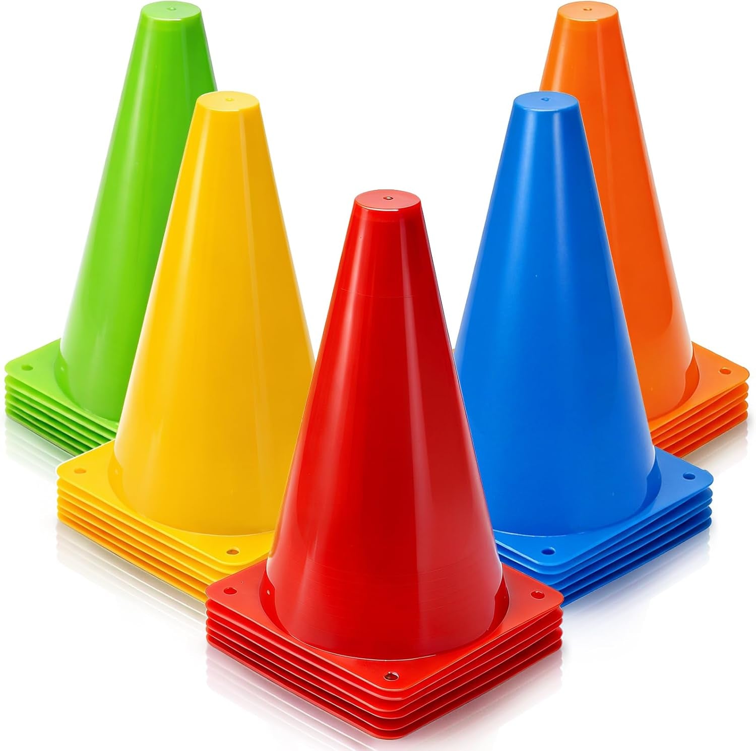 30 Pack Plastic Training Cones, 9 Inches Traffic Cones Indoor Outdoor Sports Agility Cones Soccer Flexible Cone Sets for Soccer, Skating, Drills, Football, Basketball, Assorted Colors