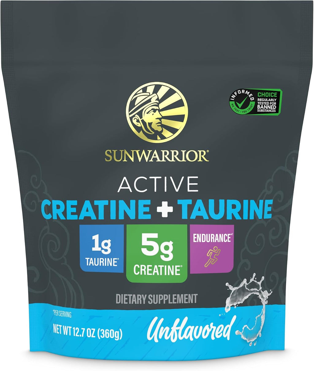 Creatine Monohydrate Powder Taurine Supplement, 5G Creatine Monohydrate 1G Taurine per Serving | Vegan Muscle Strength, Endurance & Recovery Support, Clean Performance Formula | 60 Servings Unflavored