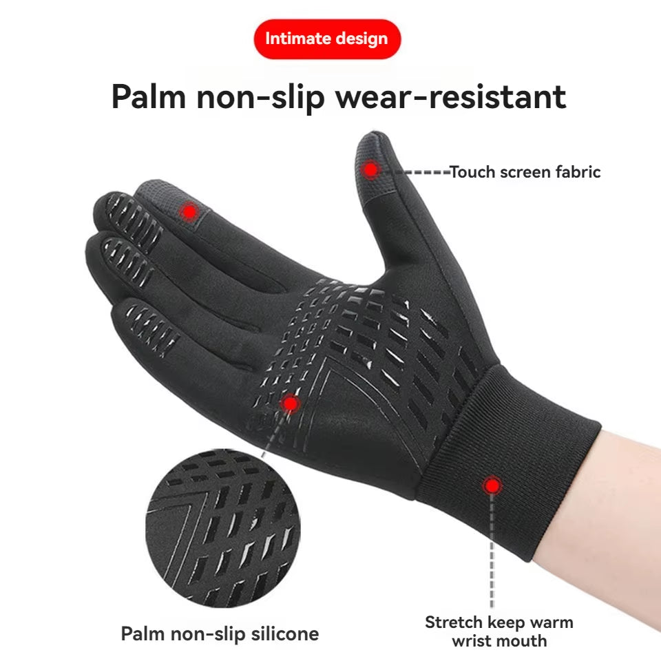 GTUBIKE Cycling Gloves for Men Women Motorcyclist Autumn Winter Warm Camping Gloves Ski Bicycle Velvet Touch Screen Waterproof