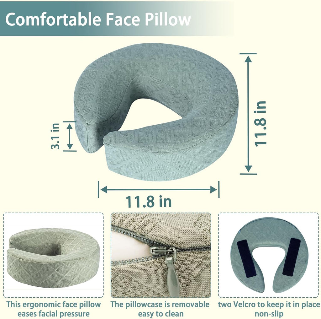 Massage Headrest for Bed,Bedside Bed Massage Head Holder for Home Mattress | Adjustable 17" Height Head Holder & Face Cradle with Face down Pillow,Portable Massage Pillow for Spa Masseur Couple