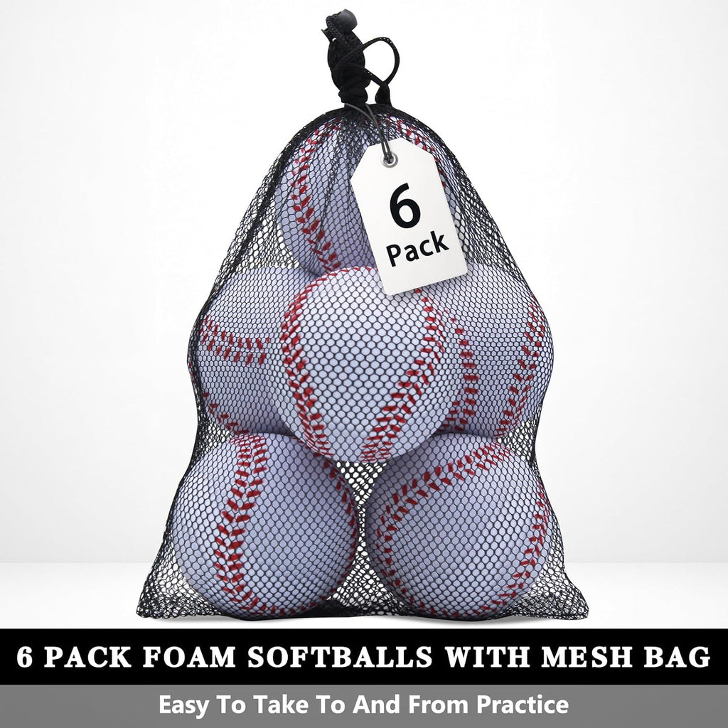 Foam Softballs,6 Pack 11 Inch Soft Softball for Beginner | Oversize Foam Baseballs with Mesh Bag for Indoor Outdoor Safely Training,Hitting Practice,Batting,Pitching,Unmarked