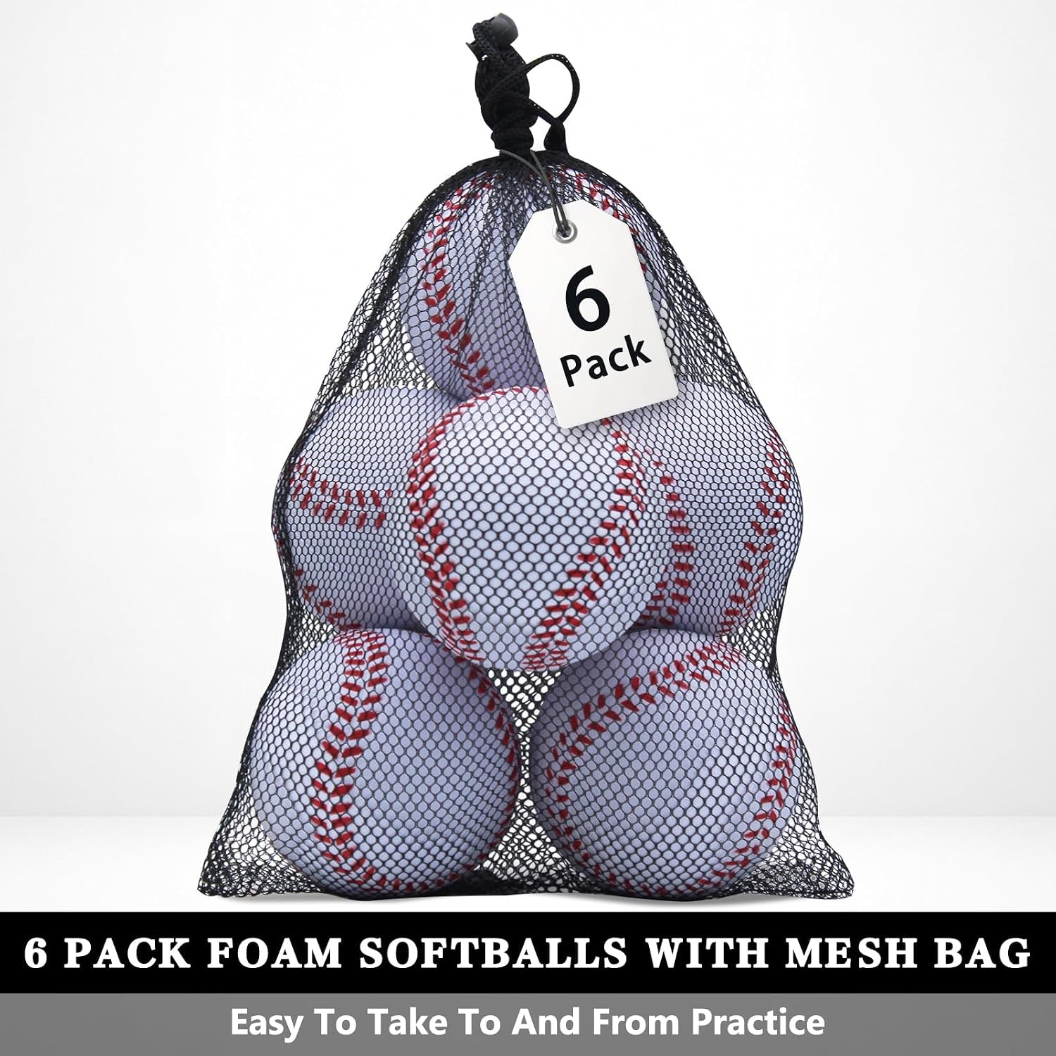Foam Softballs,6 Pack 11 Inch Soft Softball for Beginner | Oversize Foam Baseballs with Mesh Bag for Indoor Outdoor Safely Training,Hitting Practice,Batting,Pitching,Unmarked