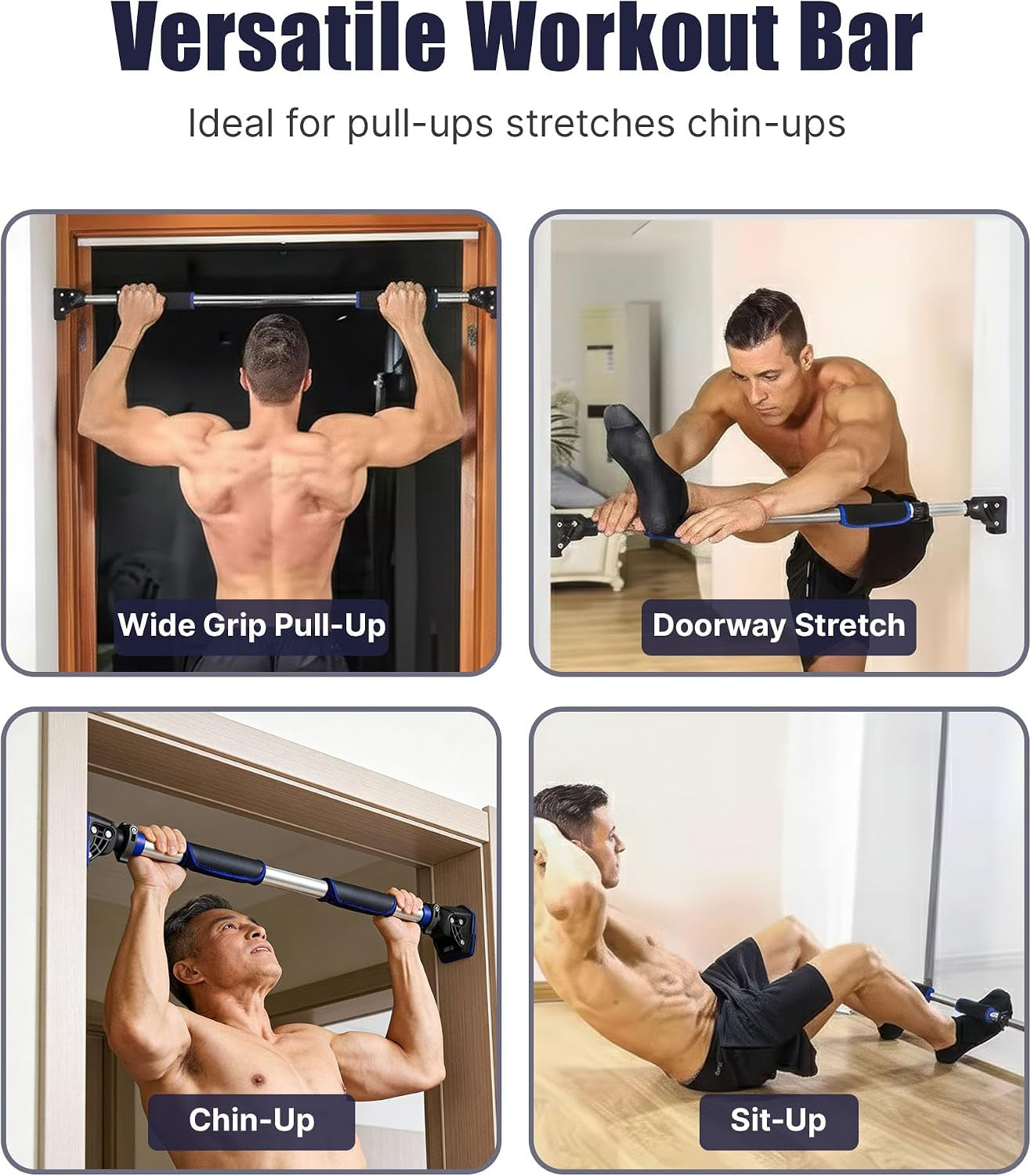 Pull up Bar for Doorway Chin up Bar, No Screws Door Frame Width Locking Adjustable 72-97Cm (28-38 In) Body Fitness Training Equipment, Strength Training Pull-Up Bars for Home Gym, Max Load 440Lb