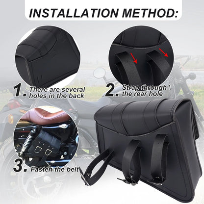 Leather Motorcycle Saddlebags Large Quick-Easy Universal Fit Throw over Saddle Bags Cruiser Biker Side Bags, Black, 1 Pair