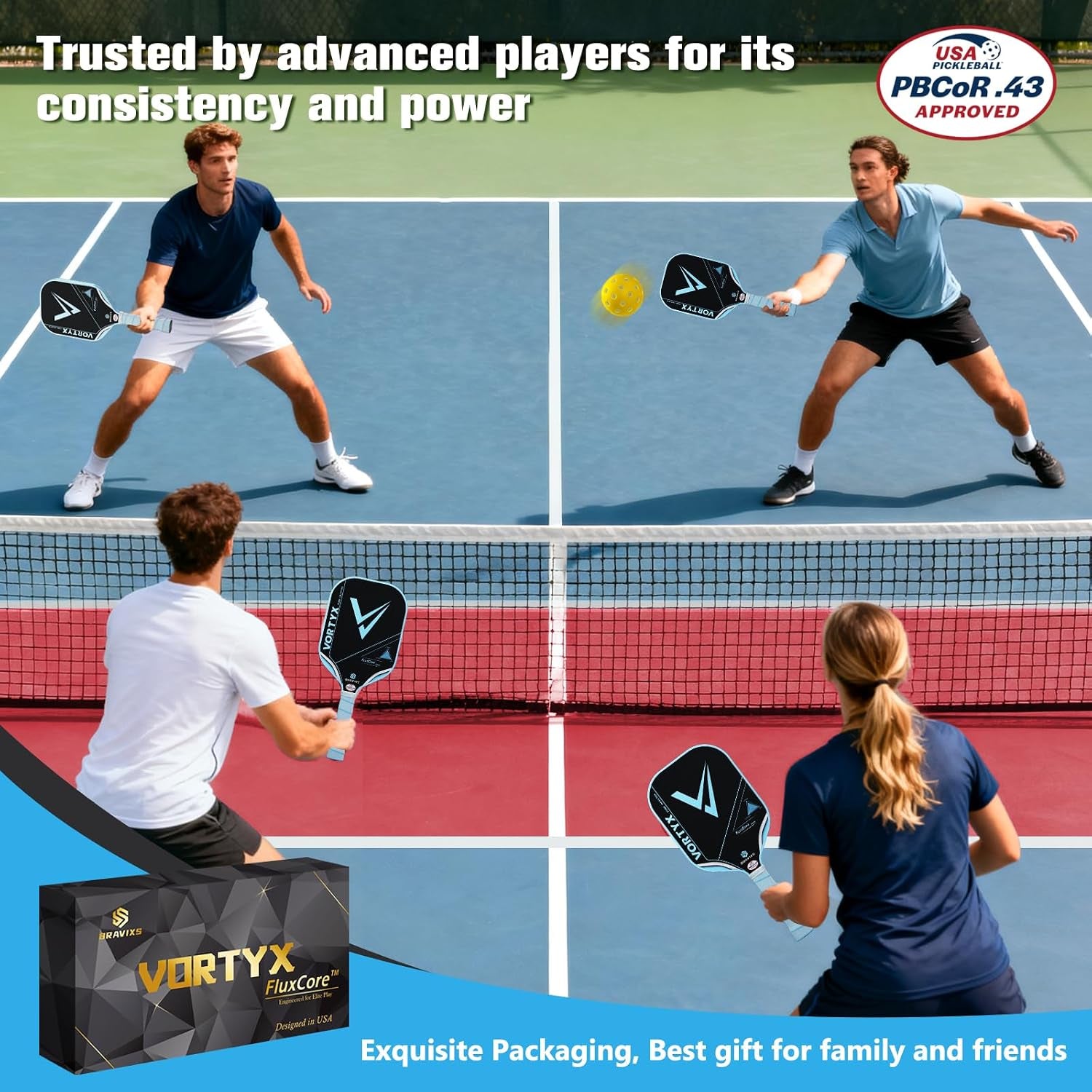 Vortyx Pickleball Paddle, Next-Gen Thermoformed Unibody, Raw Toray T700 Carbon Fiber Friction Surface, 16Mm Fluxcore (4Th Gen Core), USA Pickleball Approved (USAPA), Professional Performance