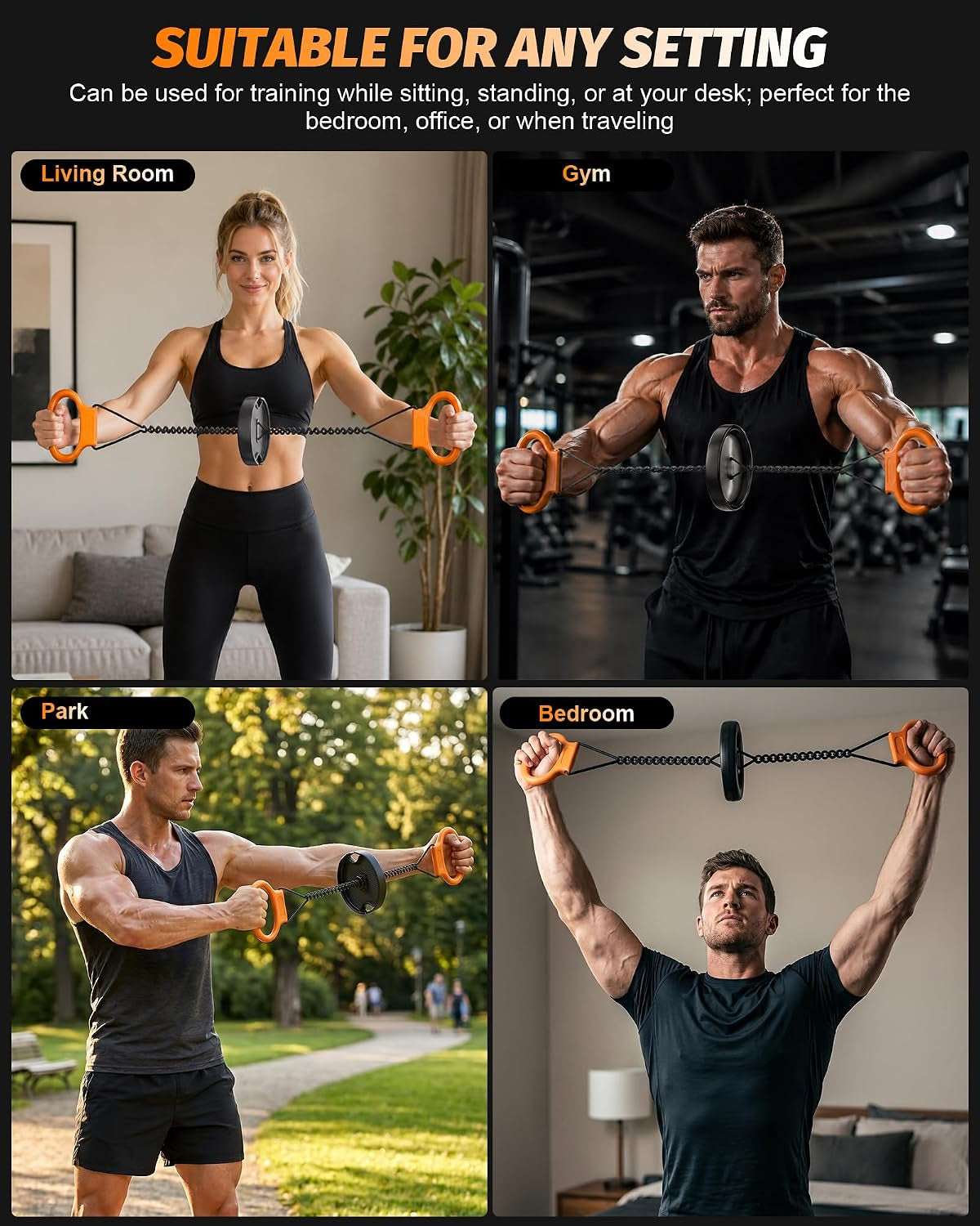 Flywheel Twister Arm Trainer, Chest Exerciser for Home Upper Body Workouts | Smooth Pull-And-Recoil Resistance, Dual Loop Handles, Compact Portability, and Controlled Bilateral Training for Daily Use