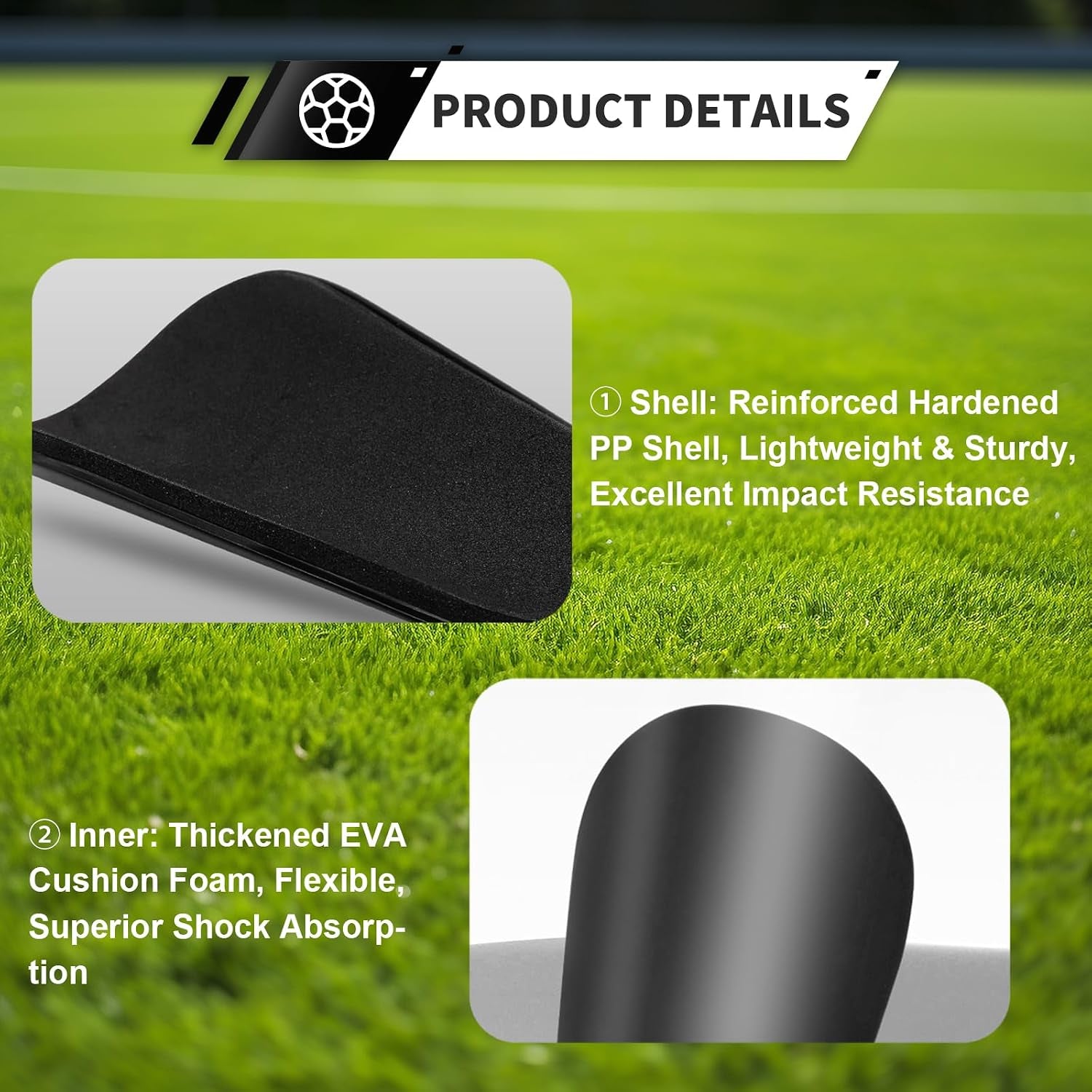 Extra Mini Soccer Shin Guards for Toddler, Kids, Youth & Adults | Ultra Lightweight Insert Small Shin Pads, Boys Girls Men Women, Shock-Absorbing Protection, 3.7×2.4 In, Training & Matches
