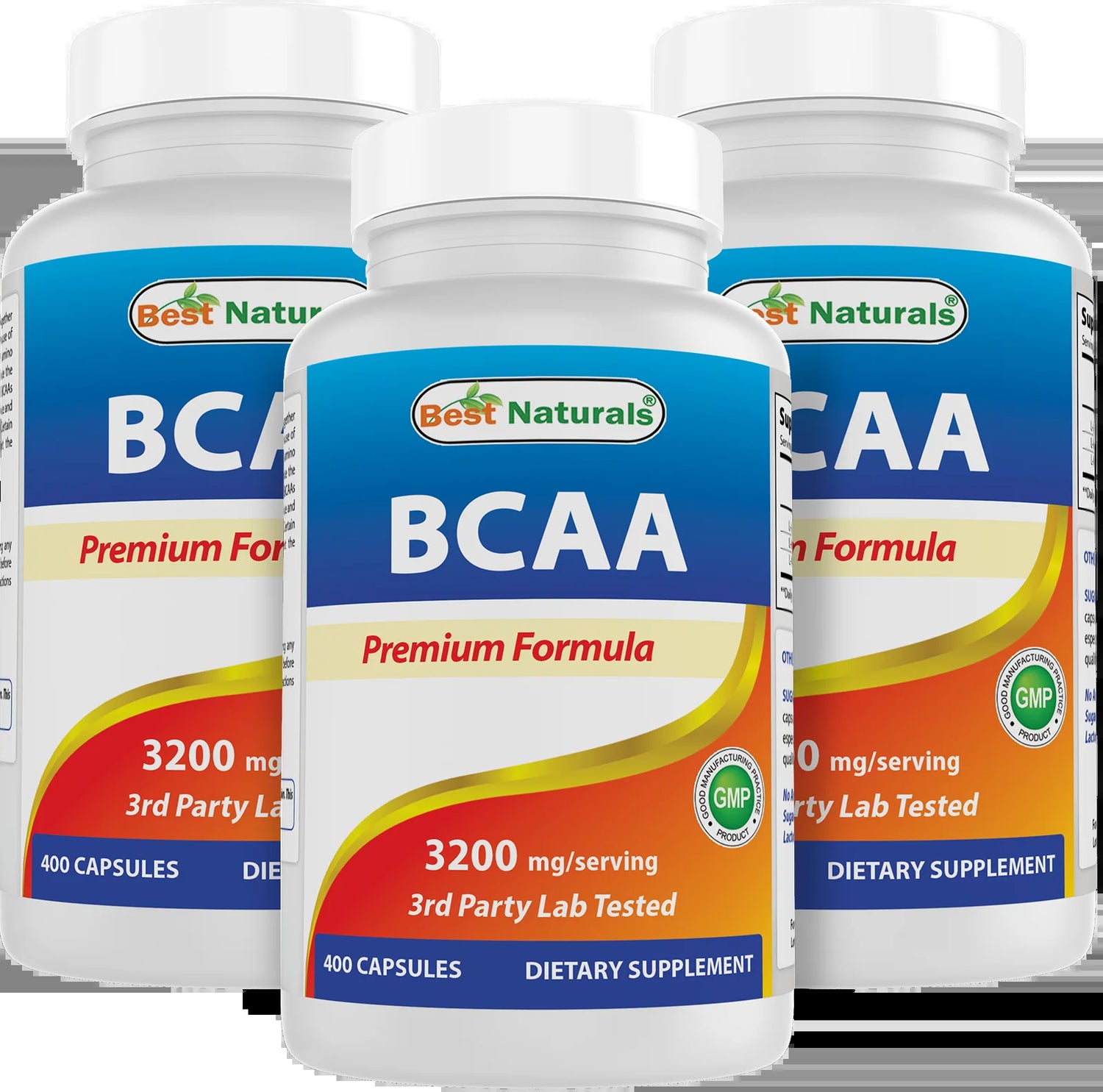 3 Pack  BCAA 3200 Mg per Serving 400 Capsules (Total 1200 Capsules)