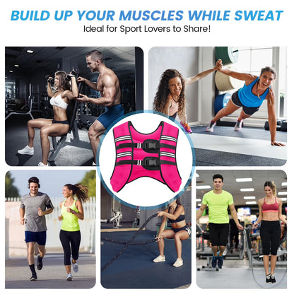 Weighted Vest Pink 20 Lb Weight Vest for Woman Men Sport Weighted Vest with Reflective Stripe Adjustable Buckle Straps Mesh Pocket for Strength Training Running