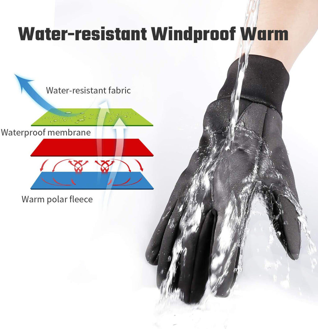 Winter Gloves Touch Screen Water Resistant Windproof Thermal for Running Cycling Driving Hiking for Men Women Black-Gray