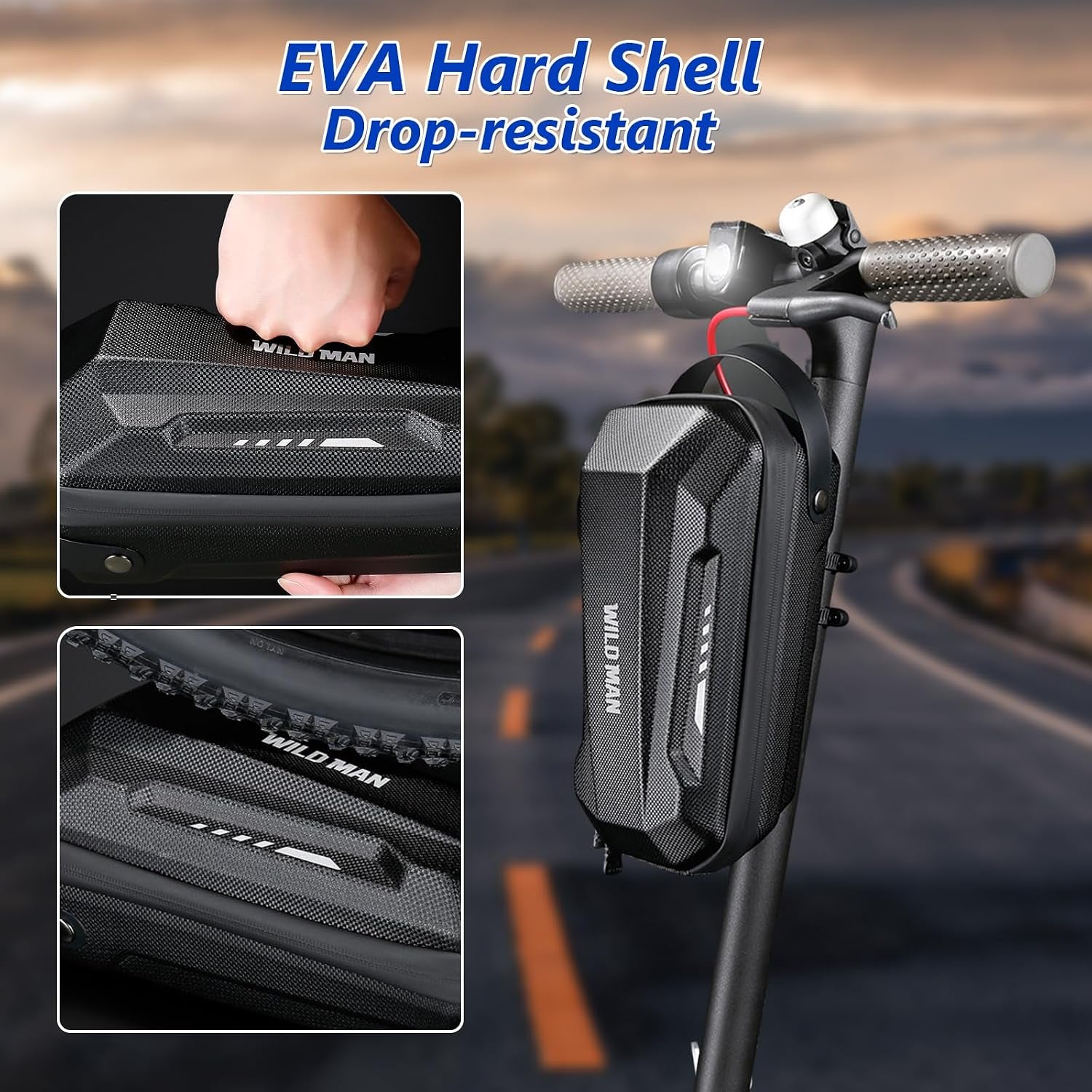 Scooter Storage Bag, 2L Large Capacity Scooter Handlebar Bag, EVA Handlebar Waterproof Front Bag for Carrying Phone, Wallet, Repair Tools, Charger Tools