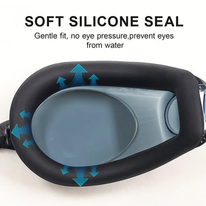Swim Goggles and Swim Cap, anti Fog UV Protection Swimming Goggle No Leaking, with Nose Clip, Ear Plugs, Goggles Case, Suitable for Men, Women