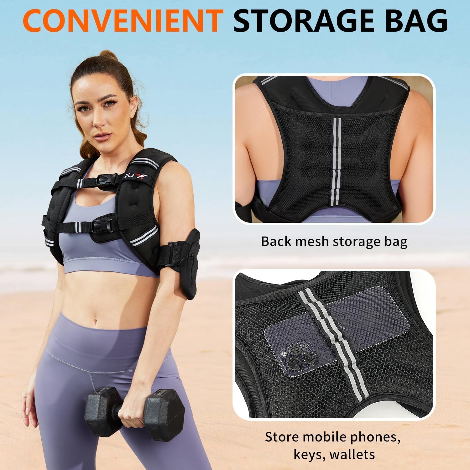 Weighted Vest Woman, 5/10/12/15/20/25/30 LB Womens Weight Vest for Walking, Strength Training Weight Vests for Female Men, Reflective Stripe Body Vest for Workout Running Jogging Fitness