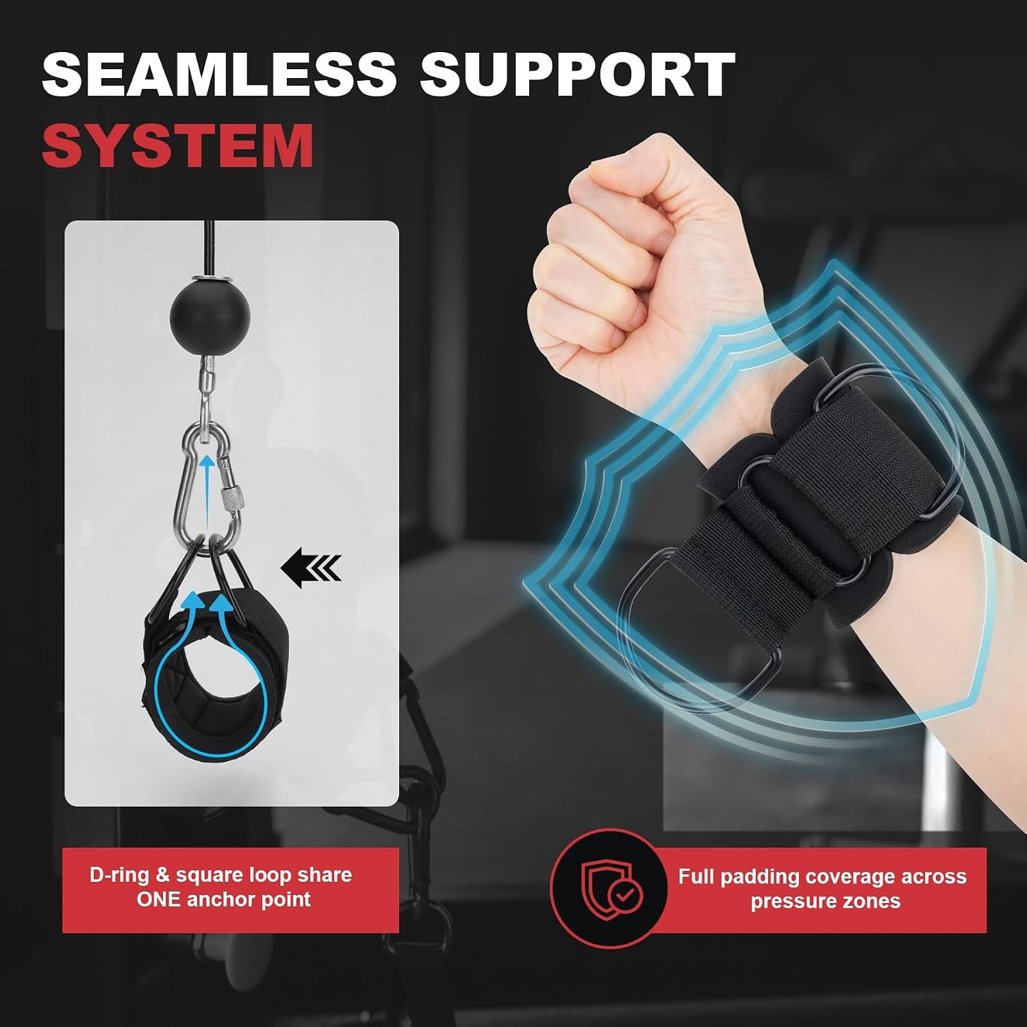 Wrist Straps for Cable Machines Wrist Cuffs for Men Woman Neoprene Padded Straps for Gym Strength Training Equipment