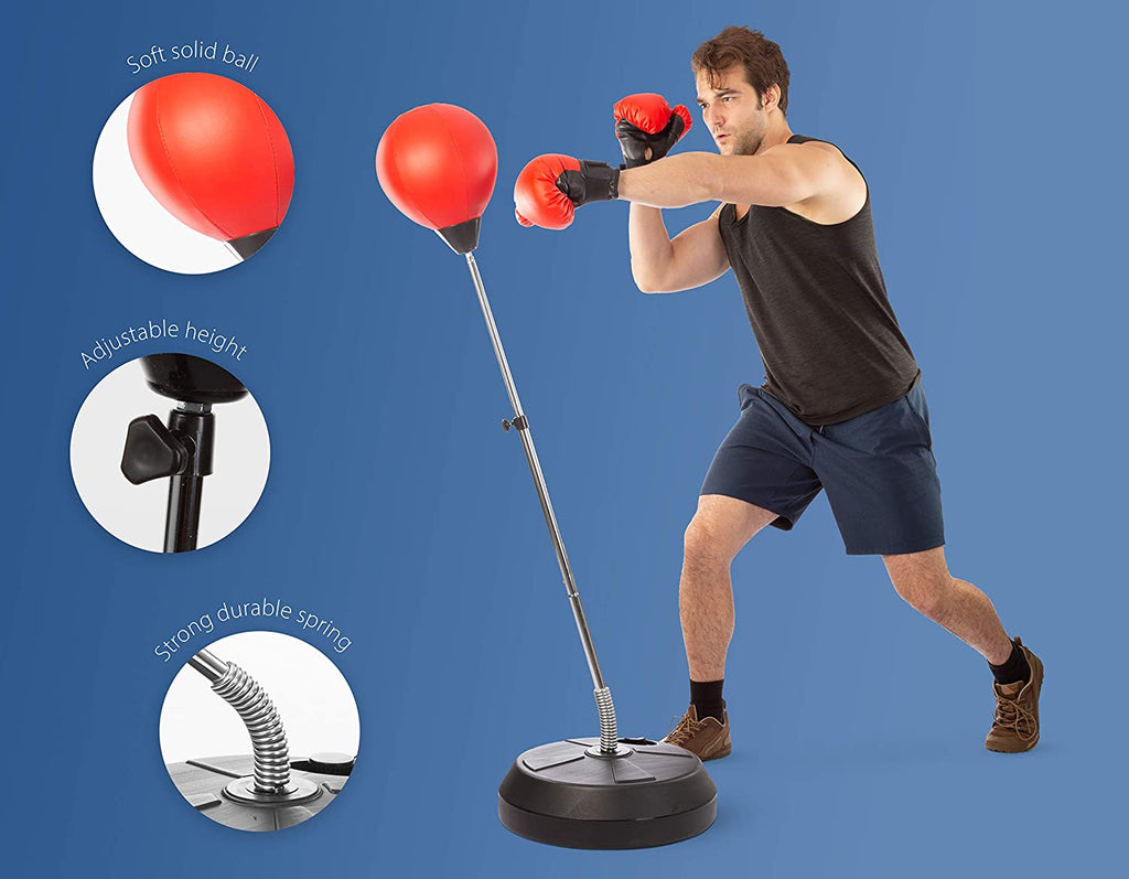 Punching Bag with Stand Adjustable Boxing Speed Bag Teens Adults