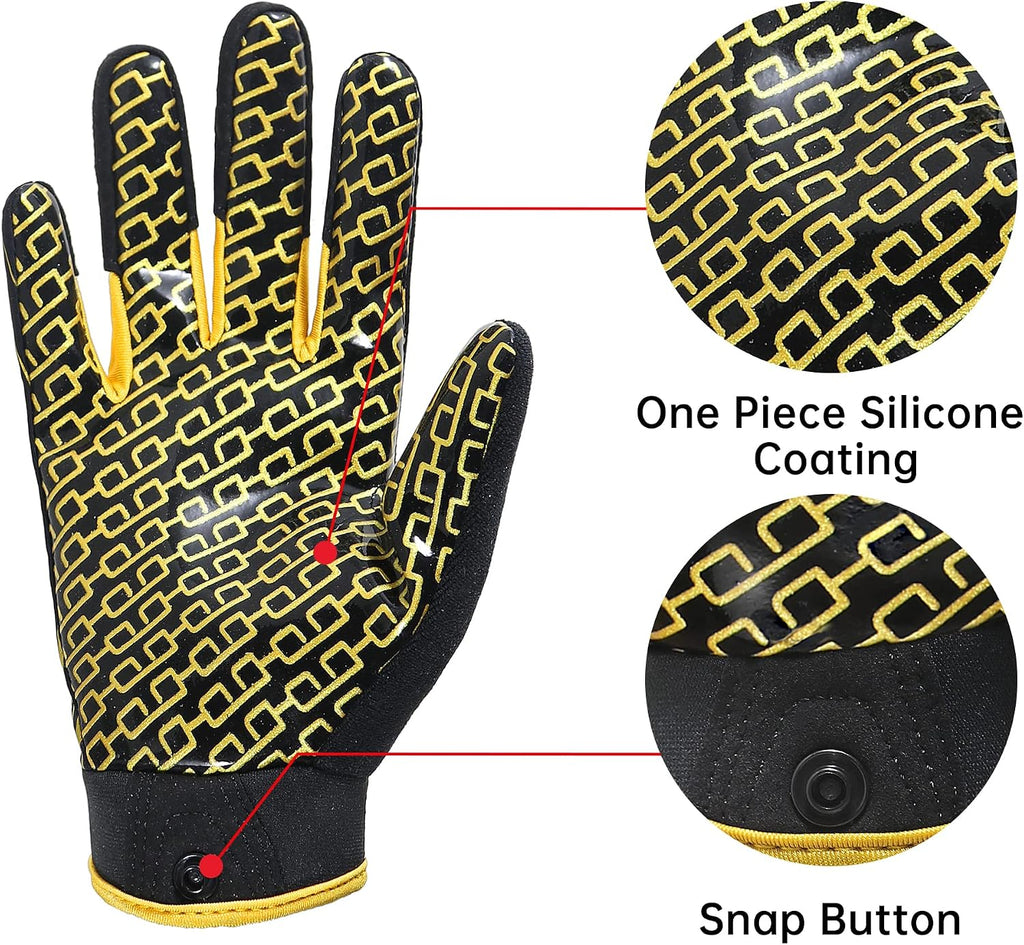 Football Gloves Men, Sticky Wide Receiver Grip Gloves, Hot Pink Stretch Fit Football Gloves Adult