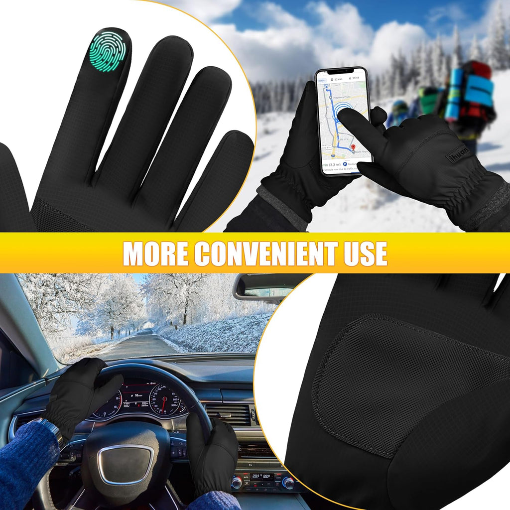 Winter Waterproof Ski Gloves Men Women, Snow Warm Cycling Cold Weather, Driving Biking Running