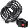 Bike Lock Cable (4 Feet), Heavy Duty 5-Digit Self Coiling Resettable Combination Code, Bicycle Chain Flexible Steel Security Cable Lock with Bike Mount Holder - Black