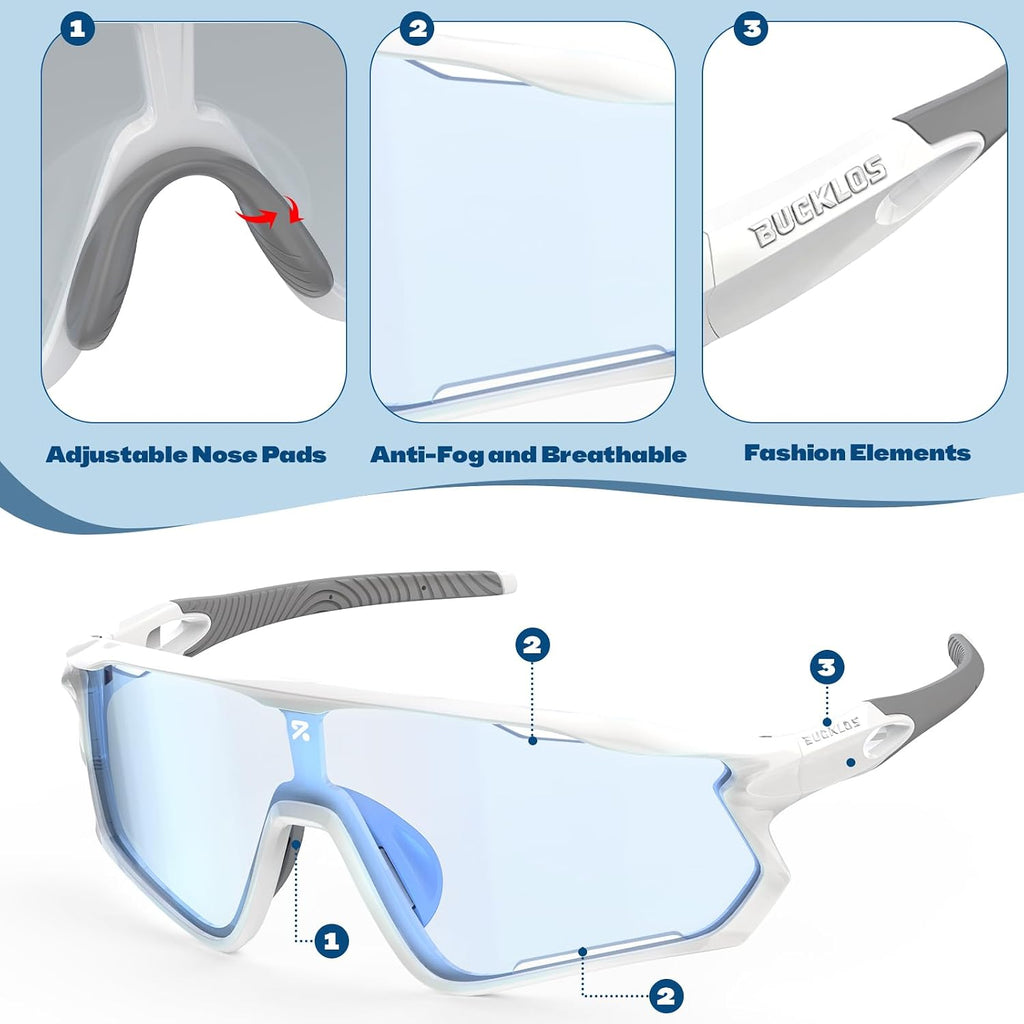 Photochromic Cycling Sunglasses for Men Women- Bike Sports Glasses | UV400 Protection TR90 Frame for Mountain Bike MTB Riding Safety