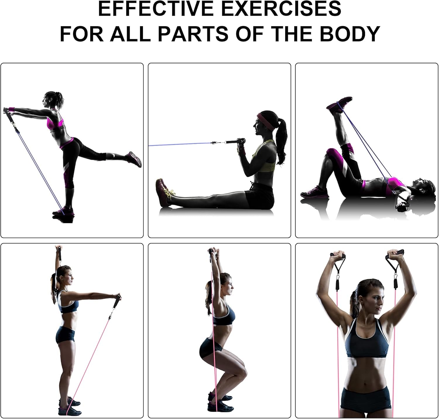 Resistance Bands Set - Exercise Bands with Door Anchor Handles Ankle Straps Carry Bag for Resistance Training Physical Therapy Shape Body Home Workouts