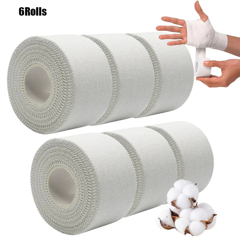 6Pcs Athletic Tape Boxing Adhesive Sport Tape Cotton White Injury Taping 2.5/3.8Cm Elastic Adhesive Bandage for Ankles