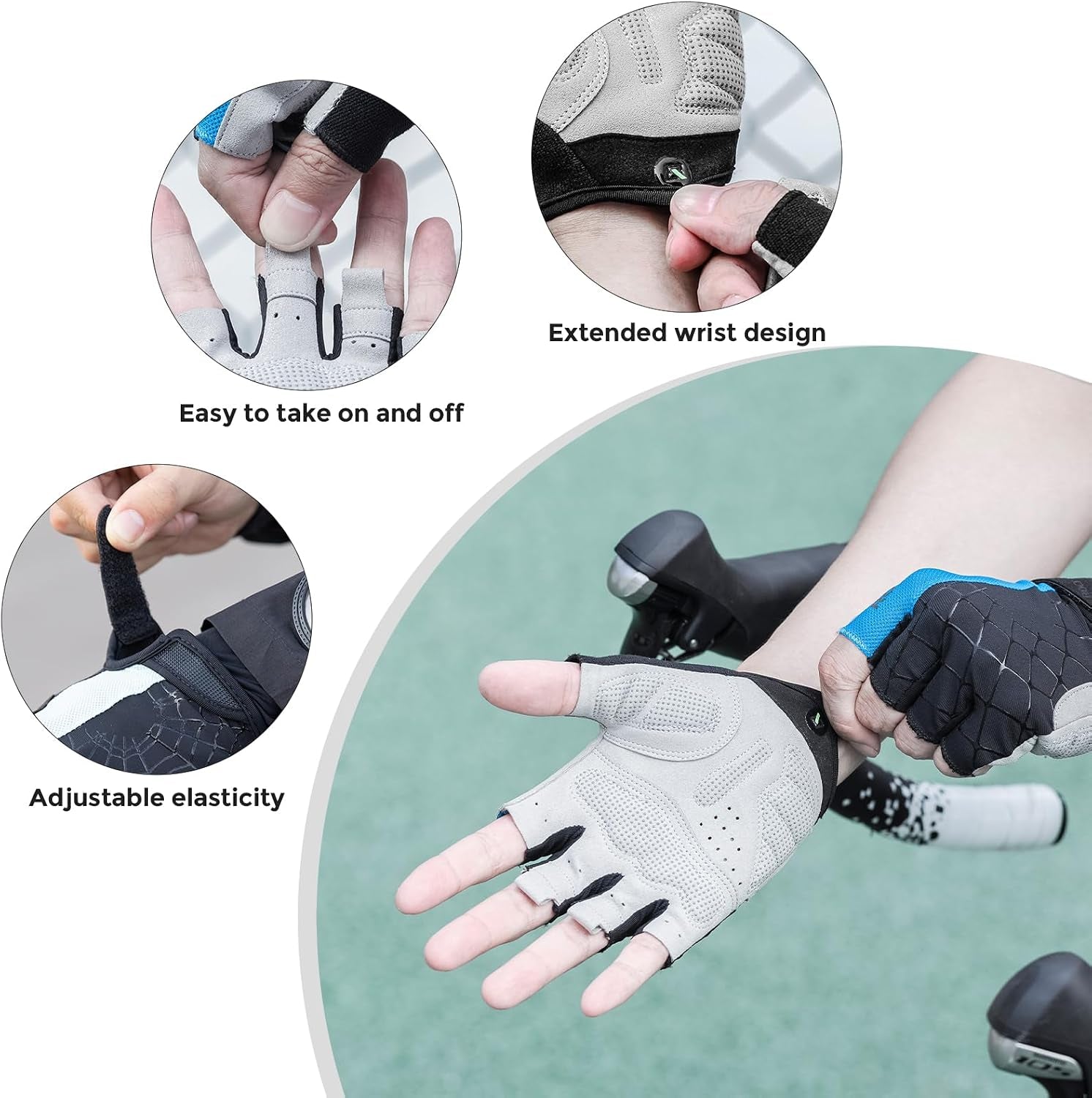Bike Gloves MTB Road Cycling Gloves SBR Anti-Slip Breathable | Foam & Lycra Mesh, Silicone Grip & Shock-Absorb for Men Women, Reduces Fatigue, for Commuting, Driving, Exercising, Running