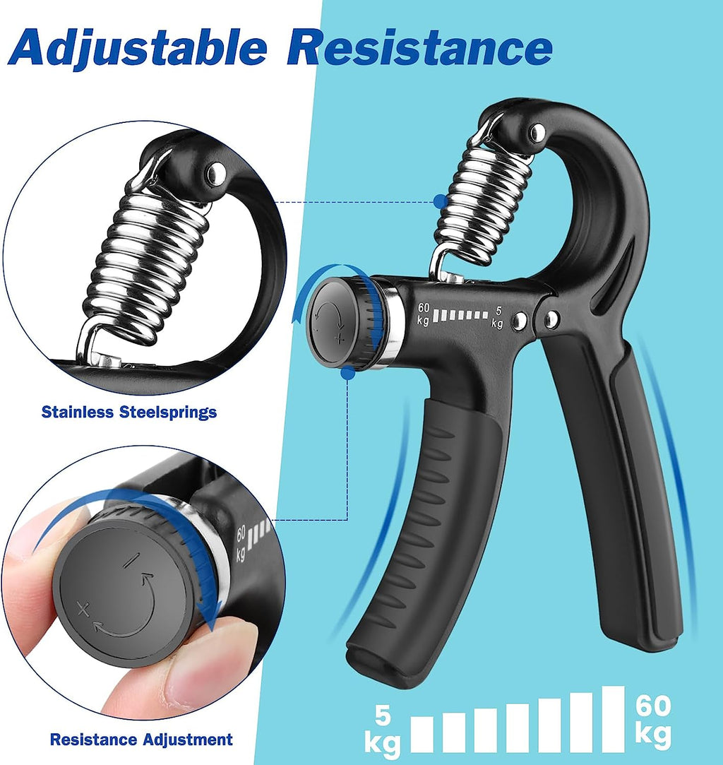Grip Strength Trainer, Hand Grip Exerciser Strengthener with Adjustable Resistance 11-132 Lbs (5-60Kg), Forearm Strengthener, Hand Exerciser for Muscle Building and Injury Recover 1 PACK
