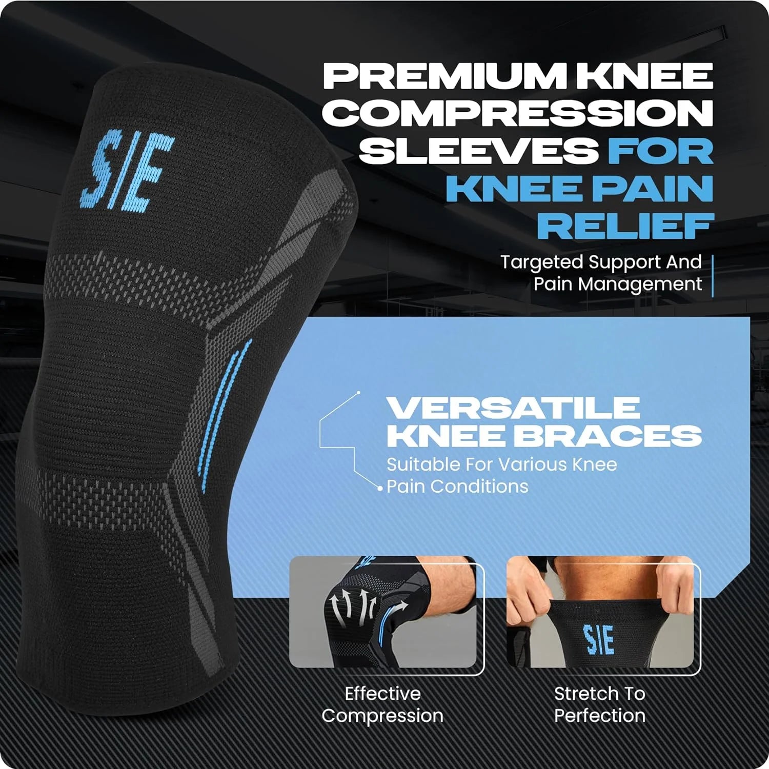 2-Pack Knee Braces for Men &amp; Women – Pain Relief Compression Sleeves for Meniscus Tears, ACL, Arthritis, Gym &amp; Weightlifting