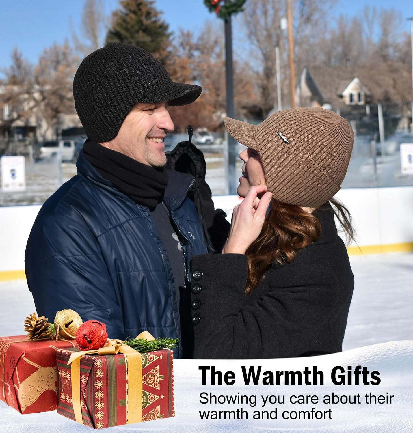 Winter Beanie with Brim & Ear Flaps, Fleece Lined Hat for Men Women | Ultra Soft Warm Extended Fleece, Stretchy Fit, Shields Sun/Rain/Snow, Cold Weather Gifts for Golf, Hiking, Daily Outdoor Work