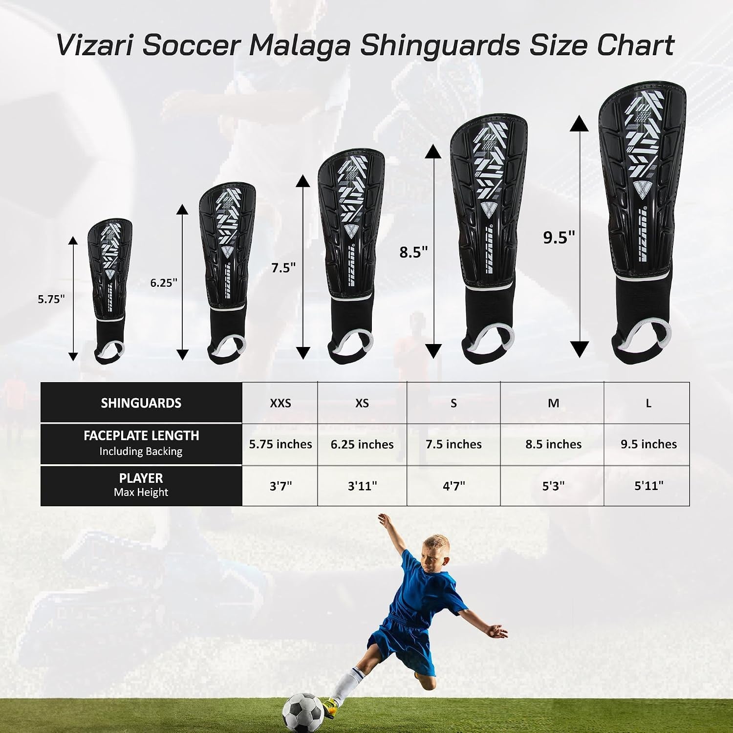 Malaga Soccer Shin Guards for Kids | Soccer Gear for Boys Girls | Protective Soccer Equipment | Adjustable Straps