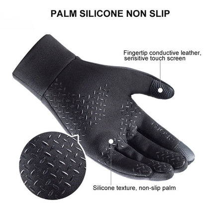 Men Winter Waterproof Cycling Gloves Outdoor Sports Ski Running Motorcycle Touch Screen Fleece Gloves Non-Slip Warm Full Fingers