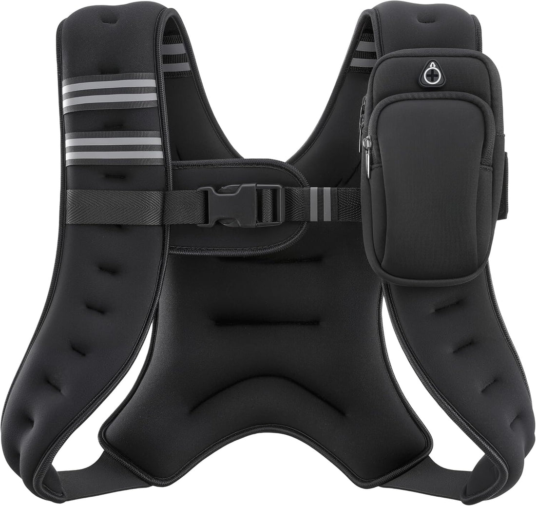 Weighted Vest, 6Lb/8Lb/12Lb/16Lb/20Lb/25Lb/30Lb Weight Vest with Reflective Stripe for Workout, Strength Training, Running, Fitness, Muscle Building, Weight Loss, Weightlifting