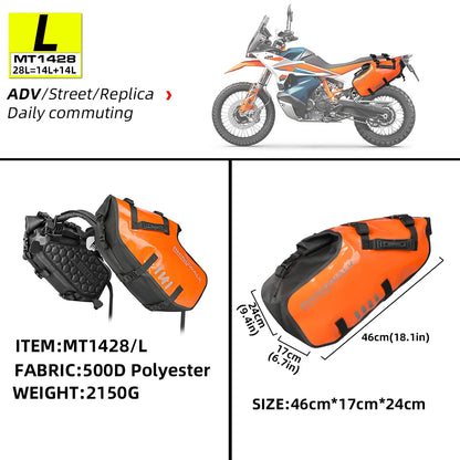 Motorcycle Double Side Bag 100%Waterproof 18L/28L/48L Universal Fit Motor Pannier Saddle Bags Dry Tail Storage Luggage