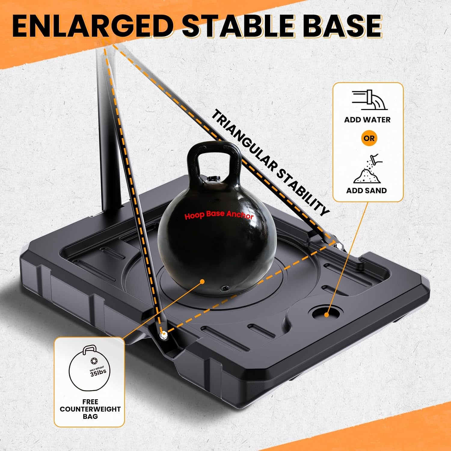 Portable Basketball Hoop for Kids & Teens, 4.1–8.5FT Adjustable Height, 32'' Shatterproof Backboard, Fillable Base with Weight Bag, Outdoor Goal for Backyard & Driveway