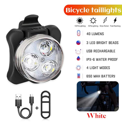 Bicycle Headlight Tail Light Outdoor Night Lights Warning Lights Usb Rechargeable Led Waterproof Bike Light