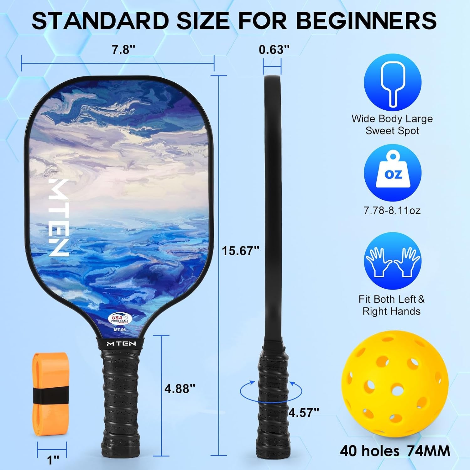 Pickleball Paddles Set of 2/4/1, USAPA Approved Fiberglass Rackets | Lightweight Set for Men, Women, Beginners & Intermediate