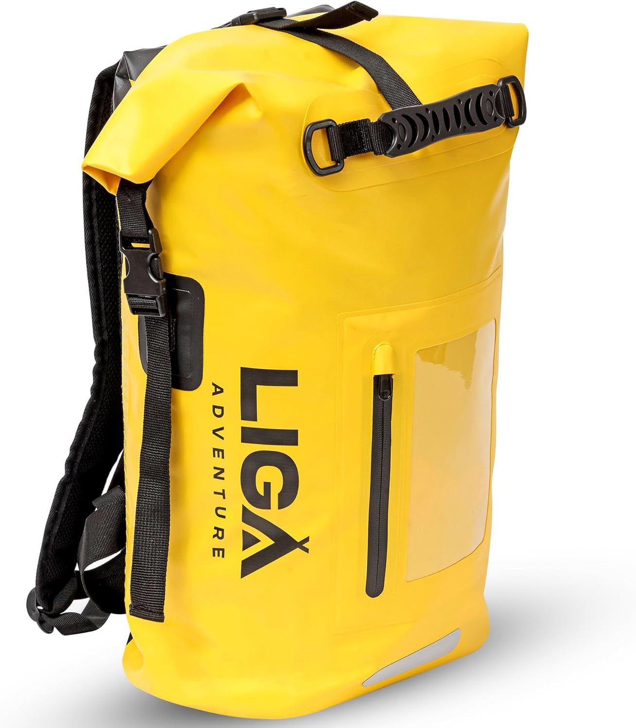 LIGA Waterproof Duffel Bag – 30L – Heavy Duty Roll-Top Closure – Fully Waterproof – Cushioned Comfort – Dry Bag for Hiking, Kayak, Travel, Biking, Camping, Fishing (Yellow)